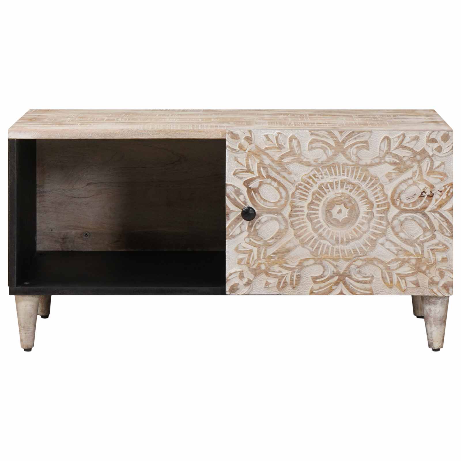 vidaXL Stolik kawowy Biały 80 x 50 x 40 cm Drewno z mango