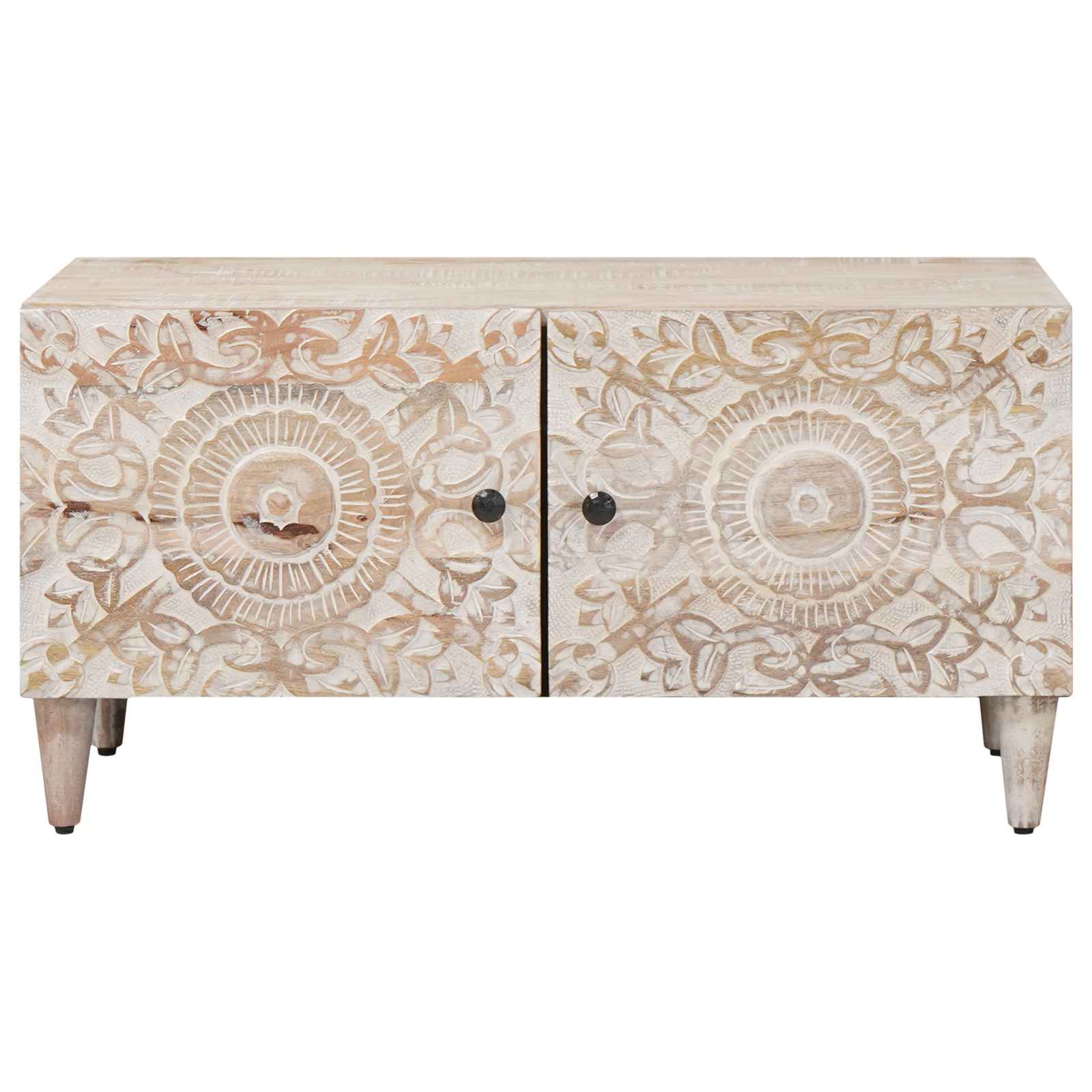 vidaXL Stolik kawowy Biały 80 x 50 x 40 cm Drewno z mango