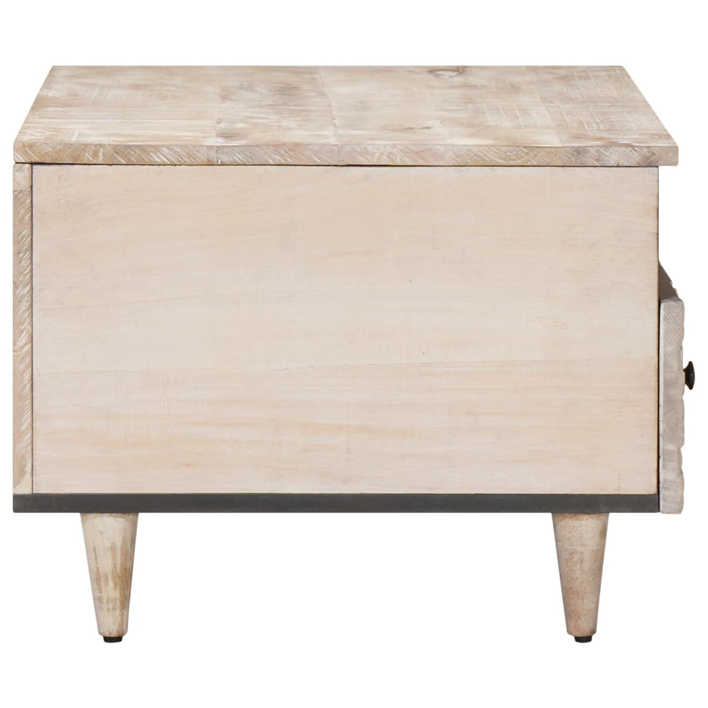 vidaXL Stolik kawowy z szufladą Biały 80 x 54 x 40 cm Drewno z mango