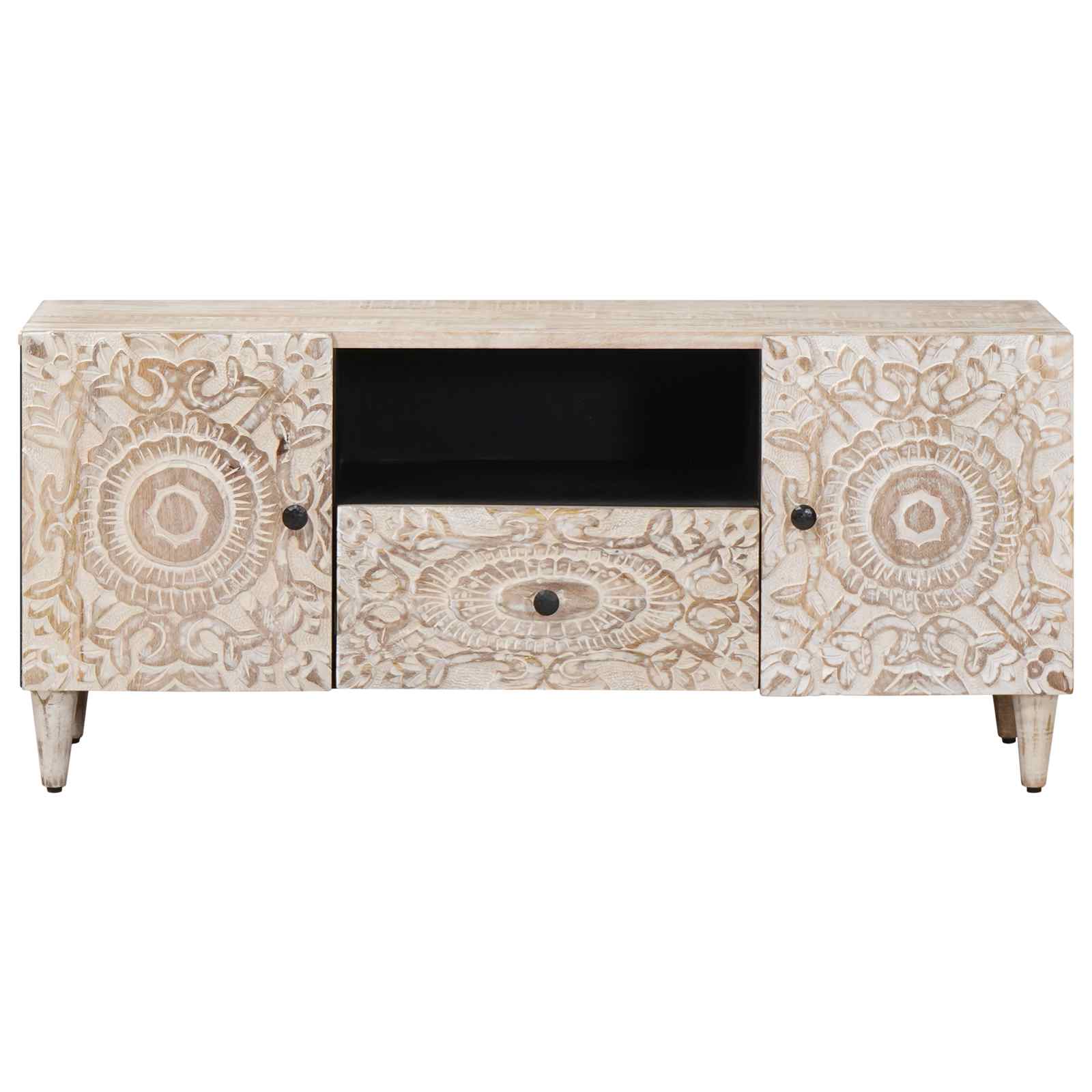 vidaXL Szafka pod telewizor Biały 105 x 33,5 x 46 cm Drewno z mango
