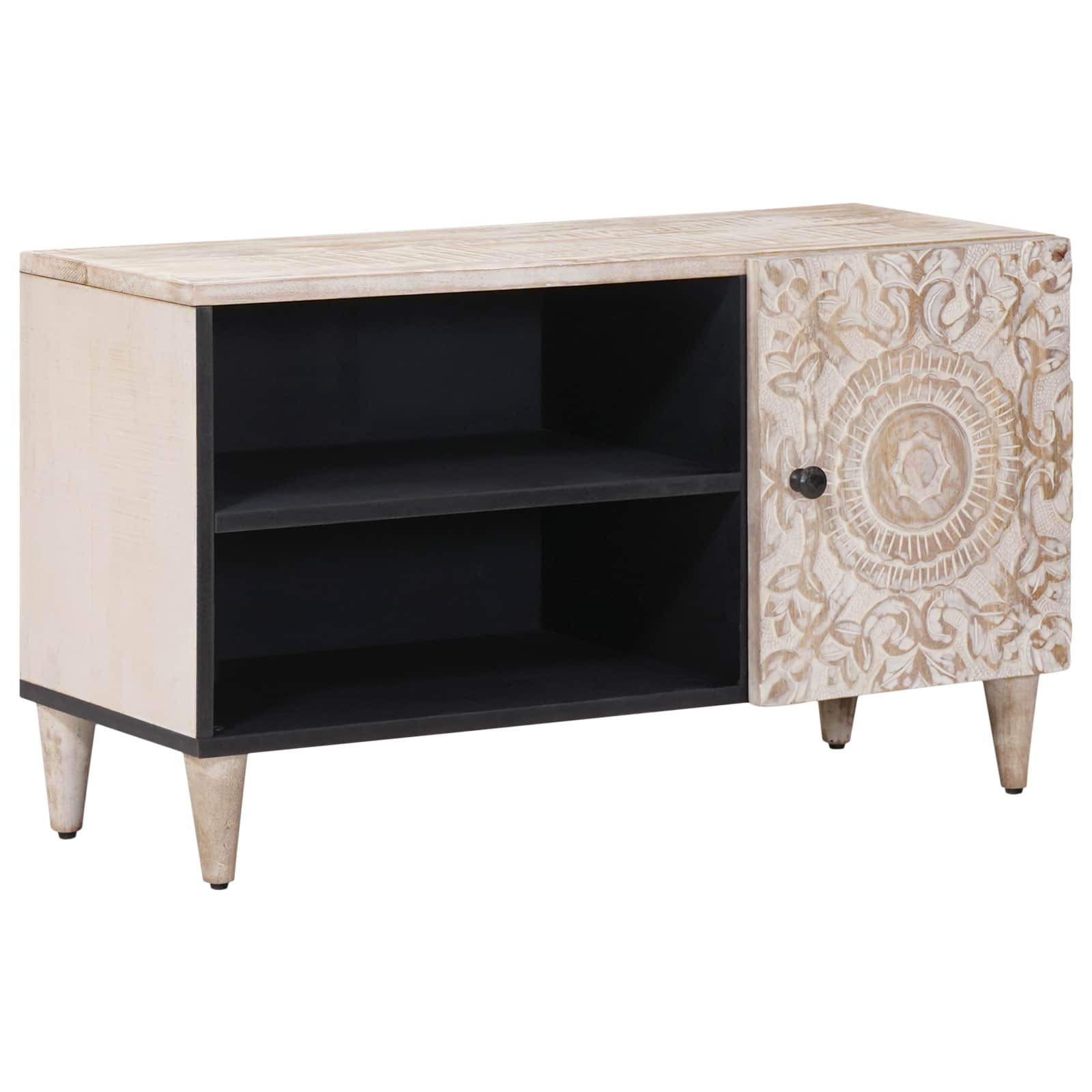 vidaXL Szafka pod telewizor Biały 80 x 31,5 x 46 cm Drewno z mango