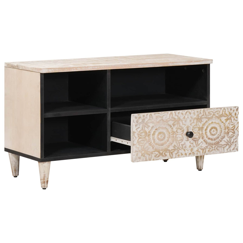 vidaXL Szafka pod telewizor Biały 80 x 33,5 x 46 cm Drewno z mango