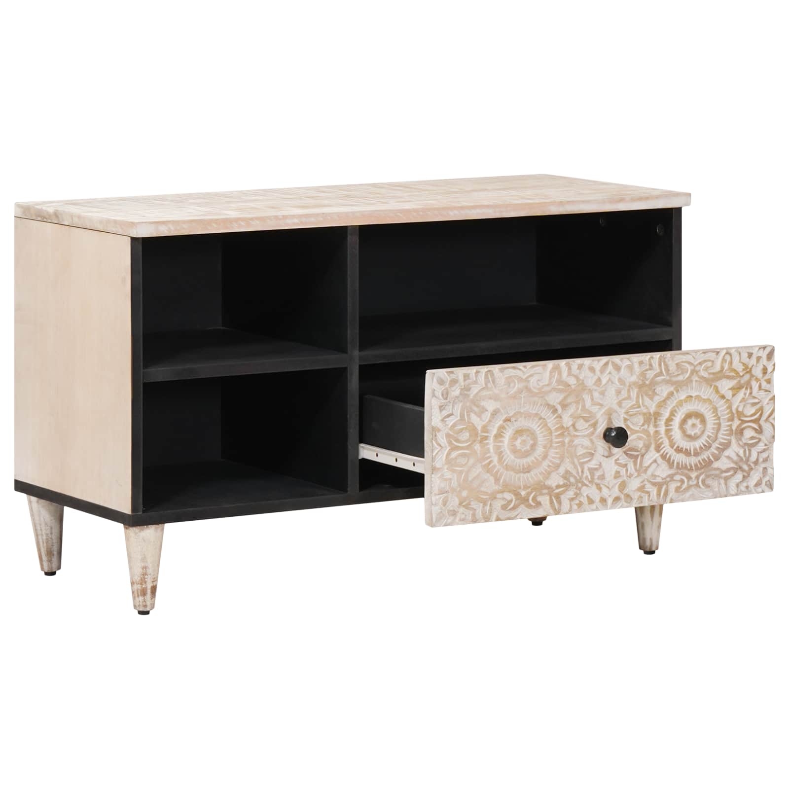 vidaXL Szafka pod telewizor Biały 80 x 33,5 x 46 cm Drewno z mango