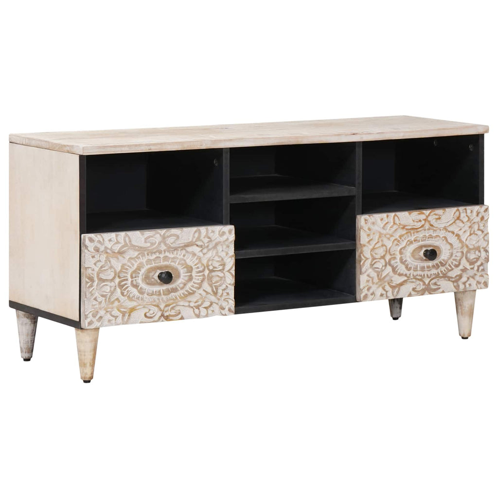 vidaXL Szafka pod telewizor Biały 100 x 33,5 x 46 cm Drewno z mango