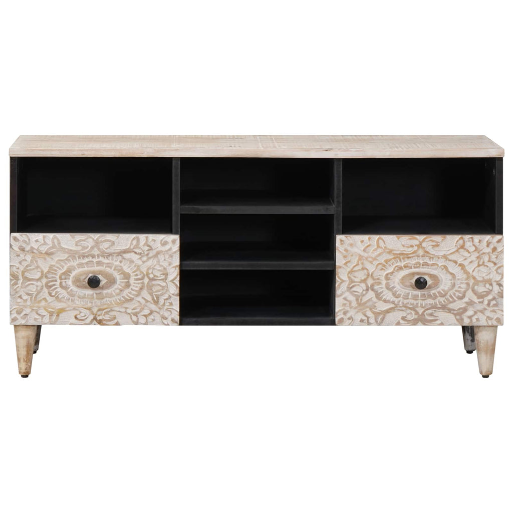 vidaXL Szafka pod telewizor Biały 100 x 33,5 x 46 cm Drewno z mango