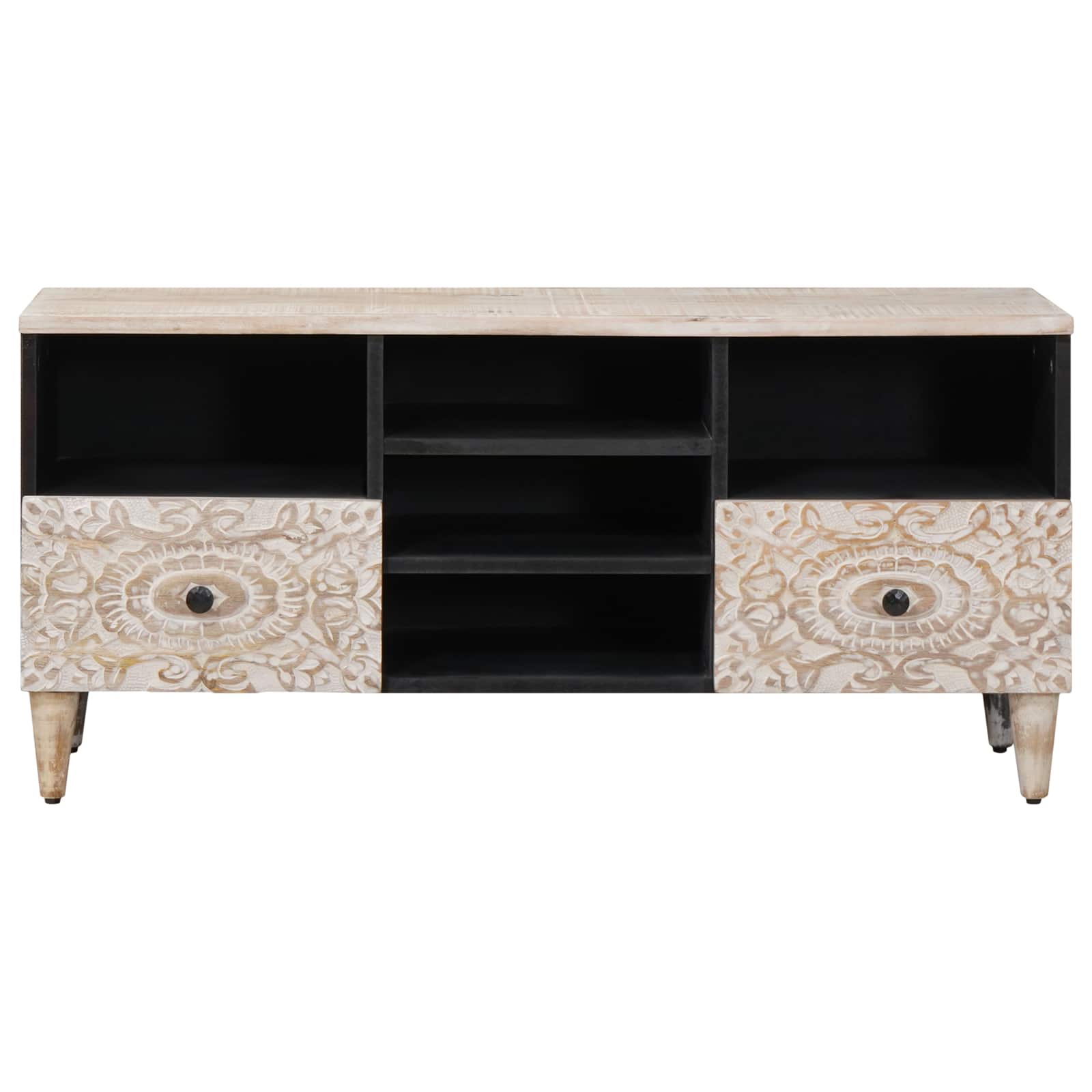 vidaXL Szafka pod telewizor Biały 100 x 33,5 x 46 cm Drewno z mango