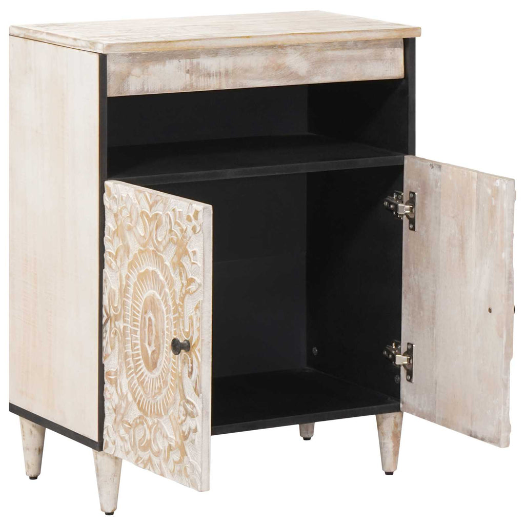 vidaXL Bufet z przechowywaniem Biały 60 x 33,5 x 75 cm Drewno z mango