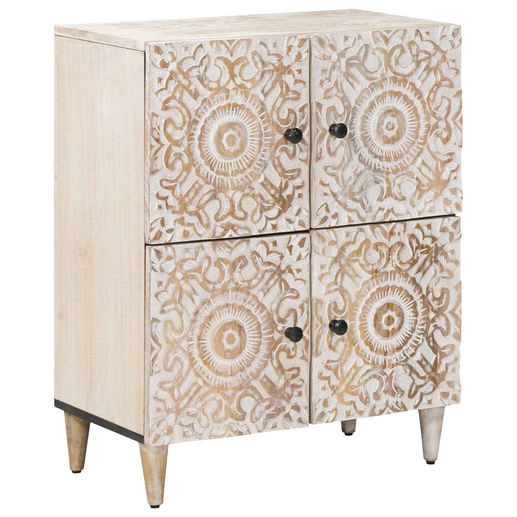 vidaXL Bufet z przechowywaniem Biały 60 x 33,5 x 75 cm Drewno z mango