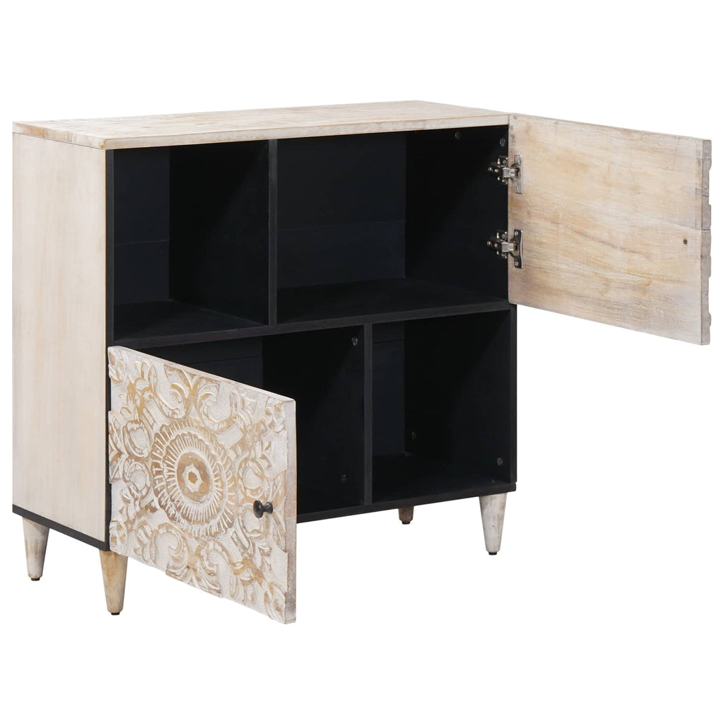 vidaXL Bufet z przechowywaniem Biały 80 x 33,5 x 75 cm Drewno z mango