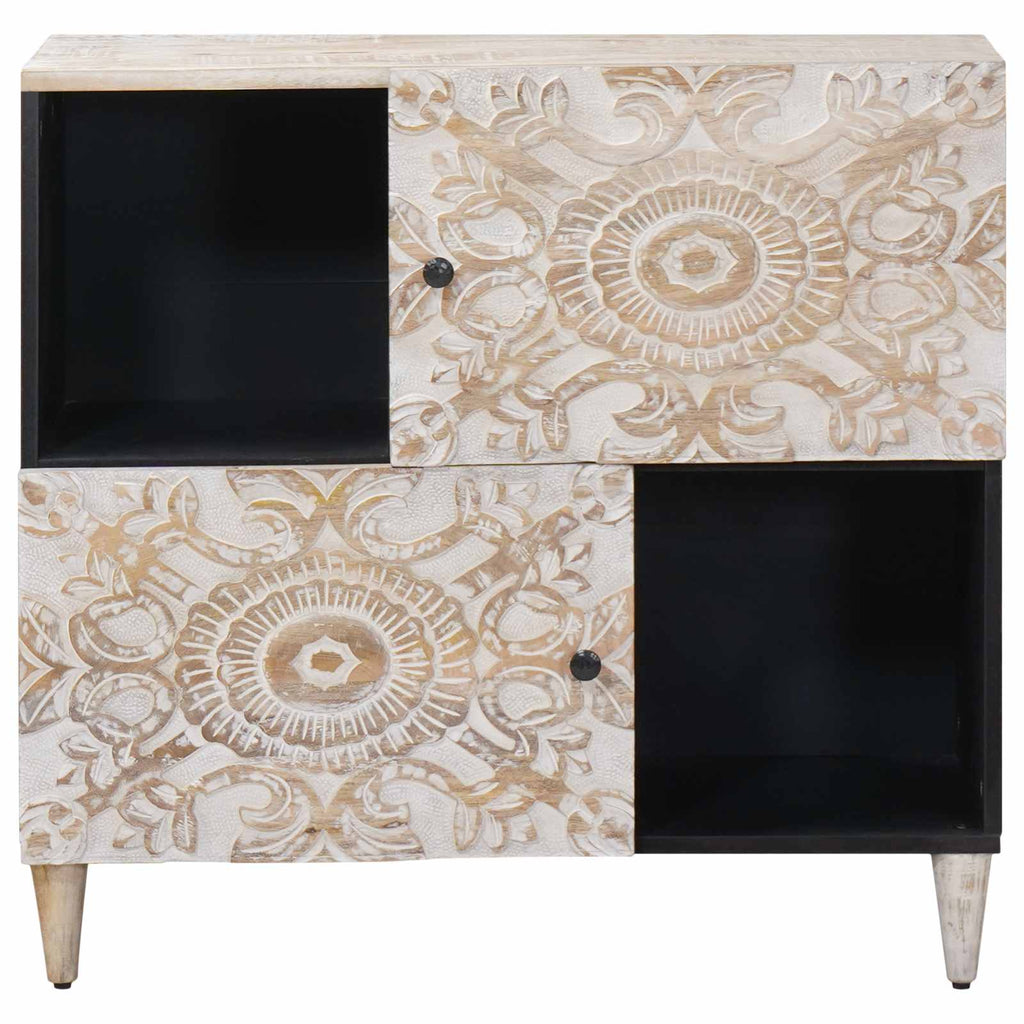 vidaXL Bufet z przechowywaniem Biały 80 x 33,5 x 75 cm Drewno z mango