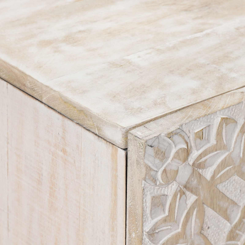 vidaXL Bufet z półką z drzwiami Biały 90 x 33,5 x 75 cm Drewno z mango