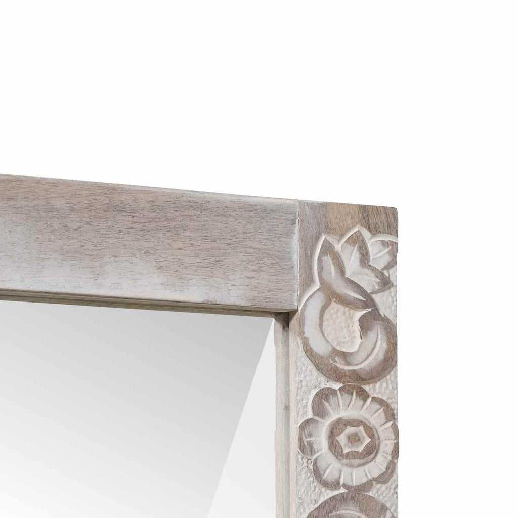 vidaXL Lustro ścienne Prostokątny Biały 70 x 50 cm Drewno z mango