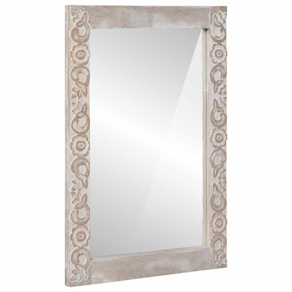 vidaXL Lustro ścienne Prostokątny Biały 70 x 50 cm Drewno z mango