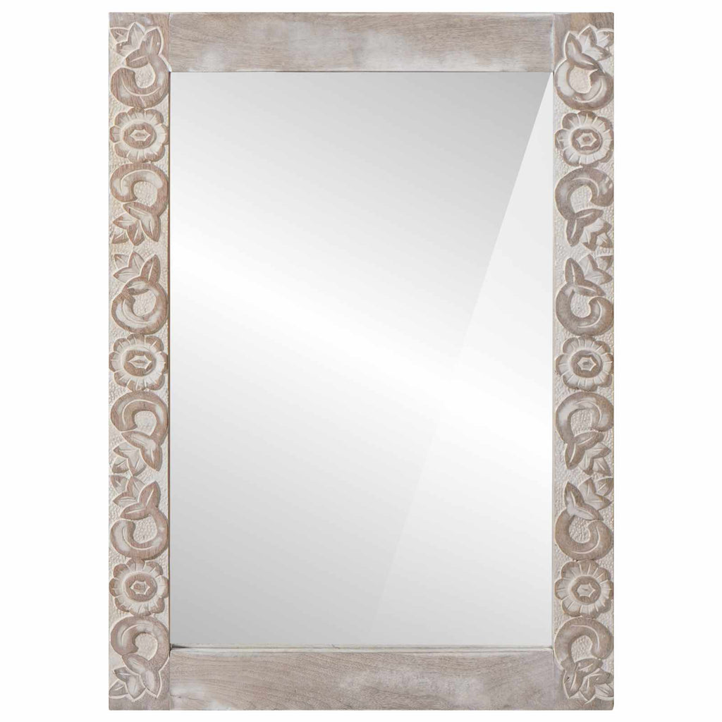 vidaXL Lustro ścienne Prostokątny Biały 70 x 50 cm Drewno z mango