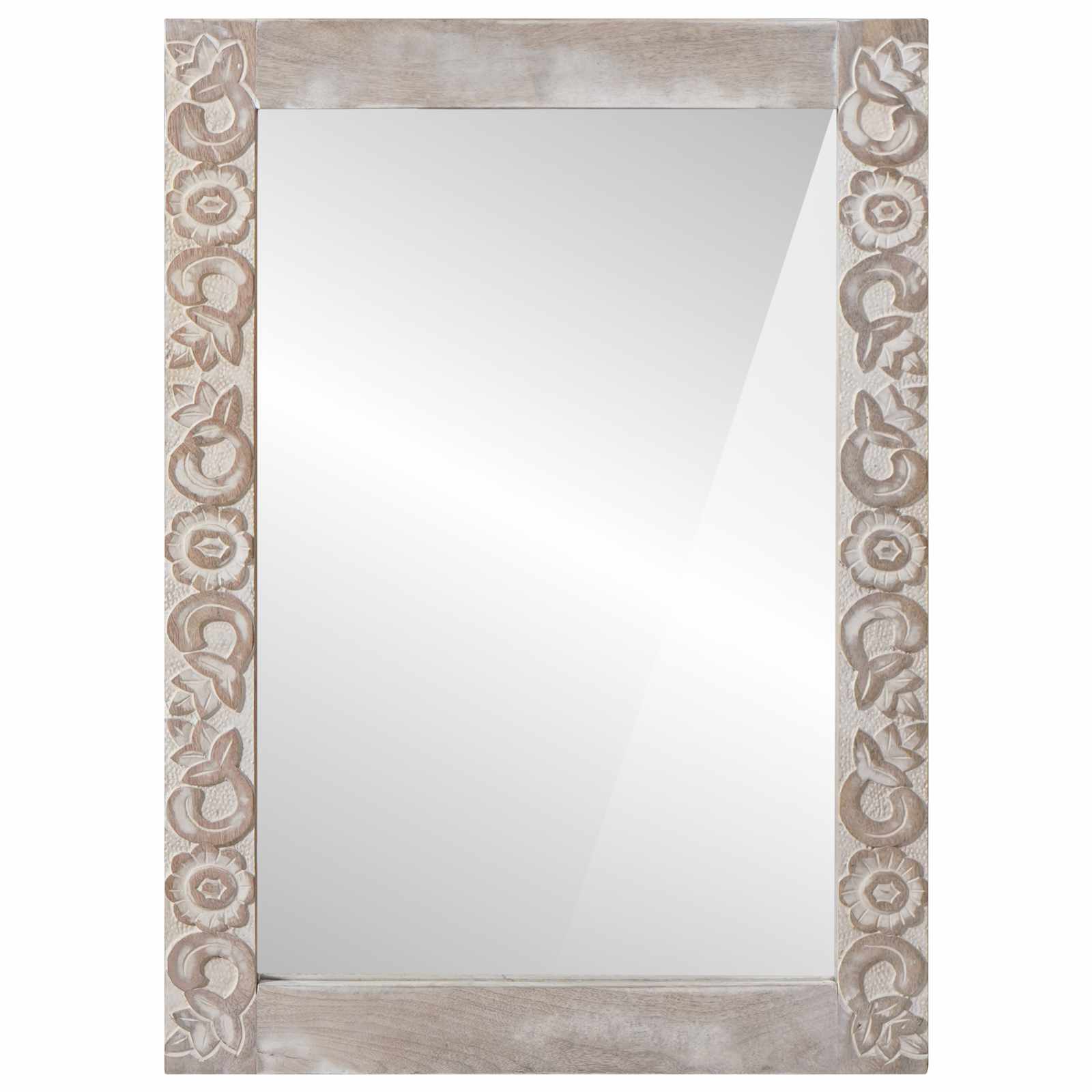 vidaXL Lustro ścienne Prostokątny Biały 70 x 50 cm Drewno z mango