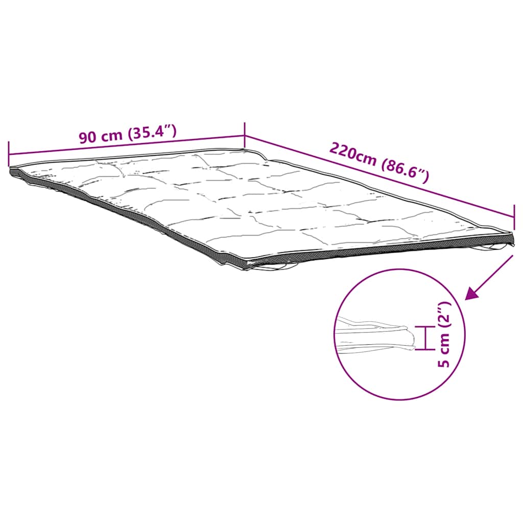 vidaXL Ochraniacz na materac, biały, 90x220 cm