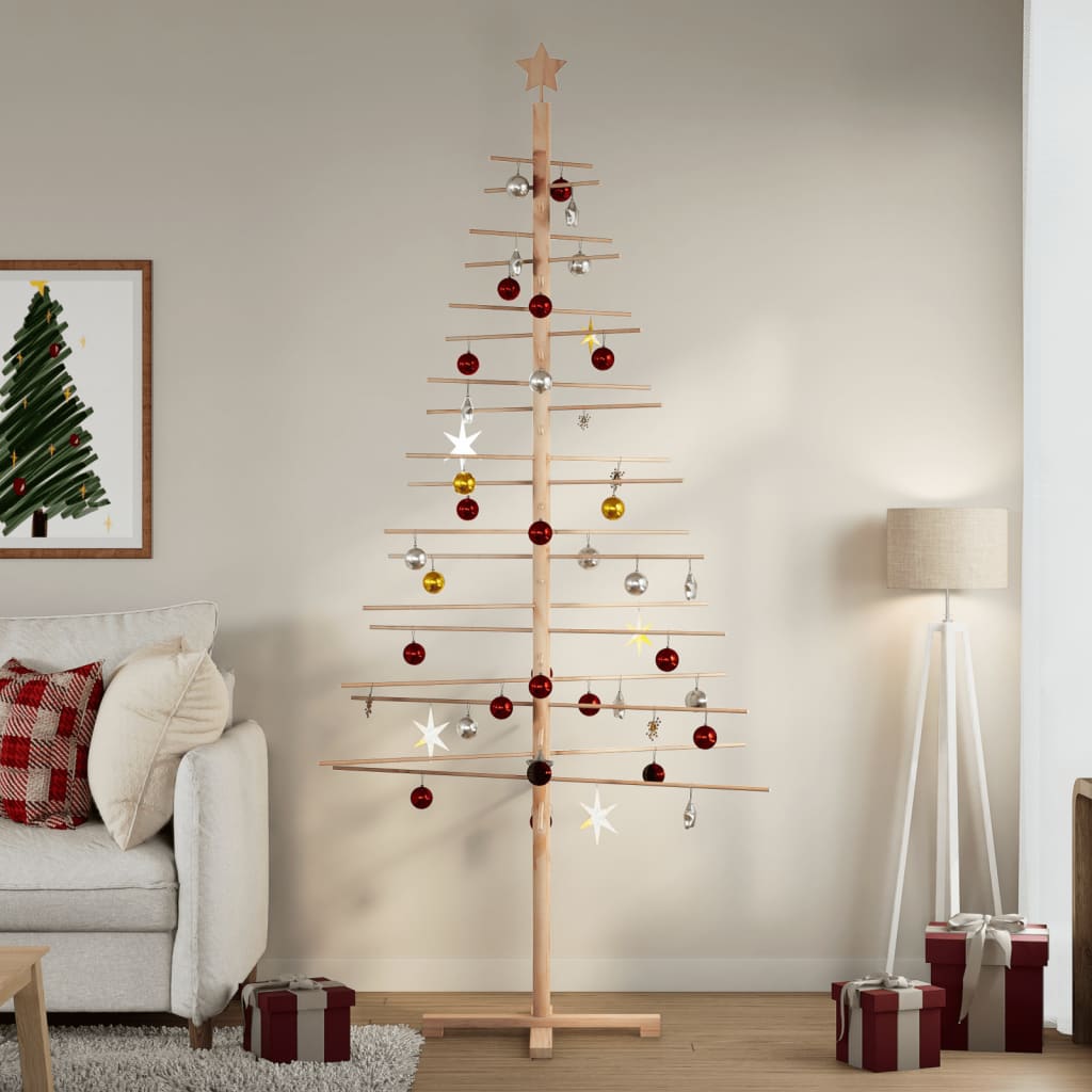 vidaXL Drewniana choinka do udekorowania, 210 cm, lite drewno sosnowe