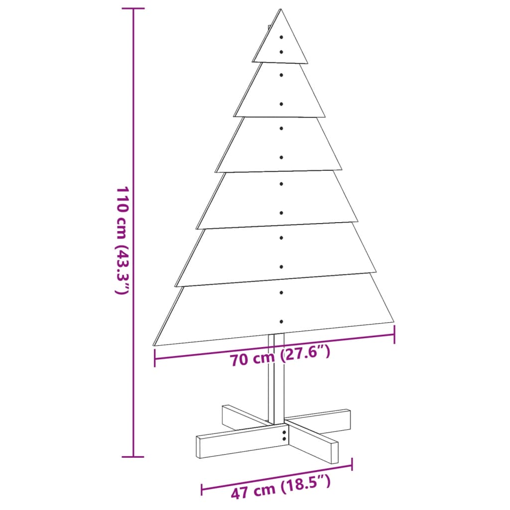 vidaXL Drewniana choinka do udekorowania, 110 cm, lite drewno sosnowe