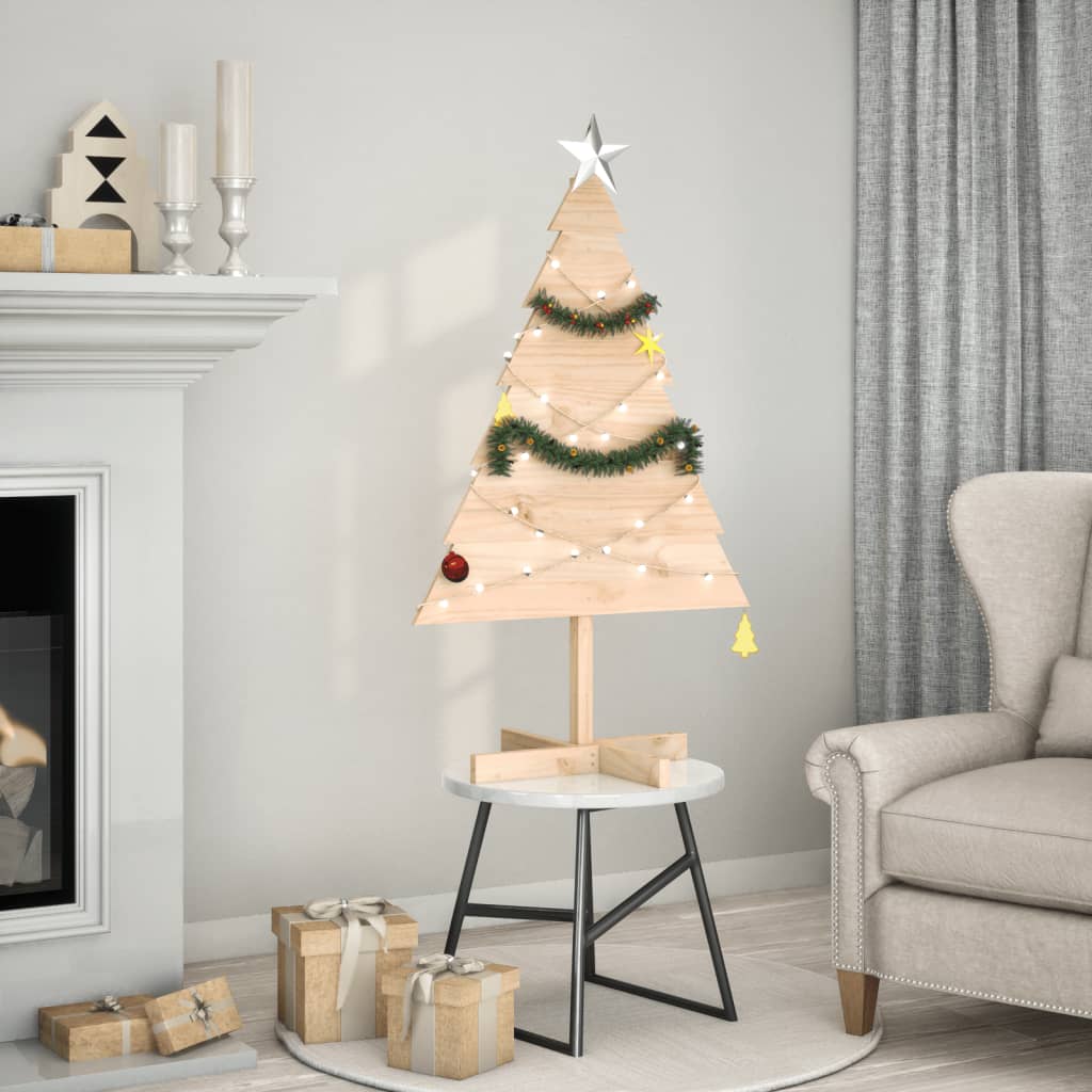 vidaXL Drewniana choinka do udekorowania, 110 cm, lite drewno sosnowe