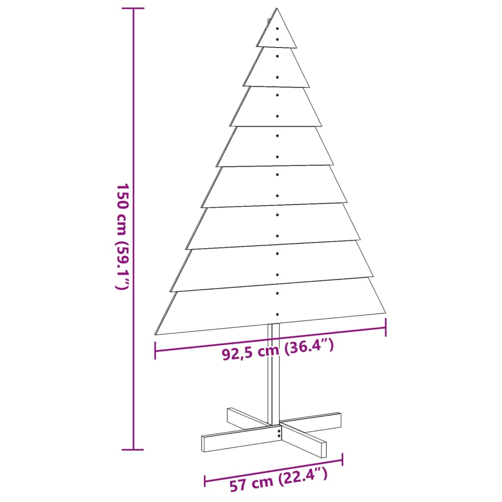 vidaXL Drewniana choinka do udekorowania, 150 cm, lite drewno sosnowe