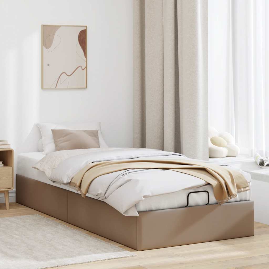 vidaXL Rama łóżka otomana bez materaca, cappucino, 80x200 cm, ekoskóra