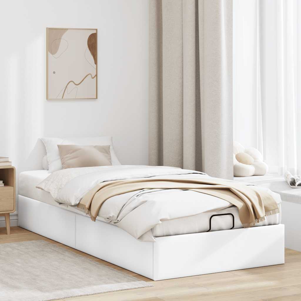 vidaXL Rama łóżka otomana bez materaca, biała, 90x190 cm, ekoskóra