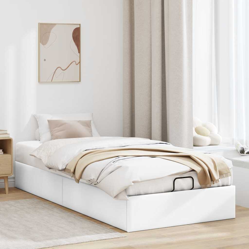 vidaXL Rama łóżka otomana bez materaca, biała, 90x200 cm, ekoskóra