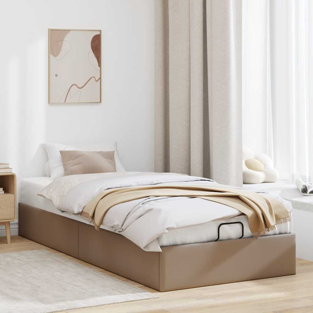 vidaXL Rama łóżka otomana bez materaca, cappucino, 90x200 cm, ekoskóra