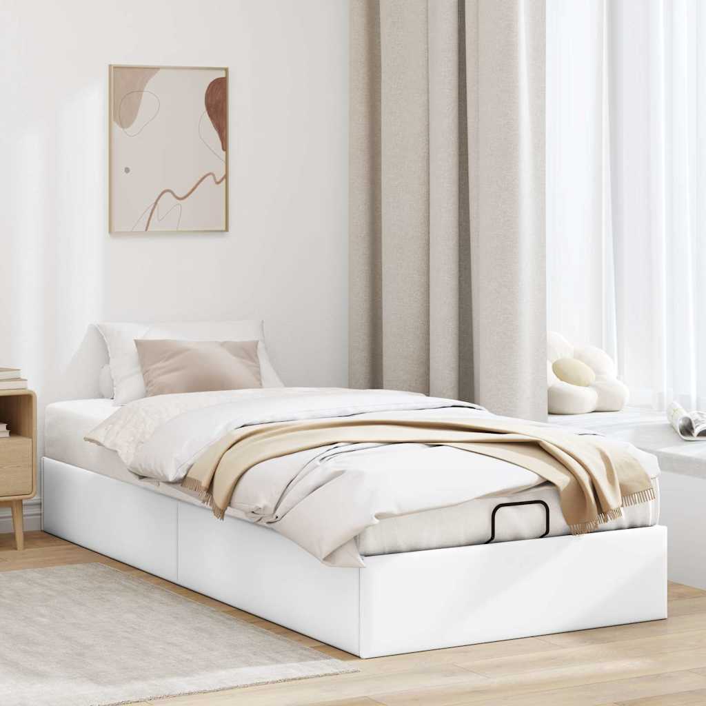 vidaXL Rama łóżka otomana bez materaca, biała, 100x200 cm, ekoskóra