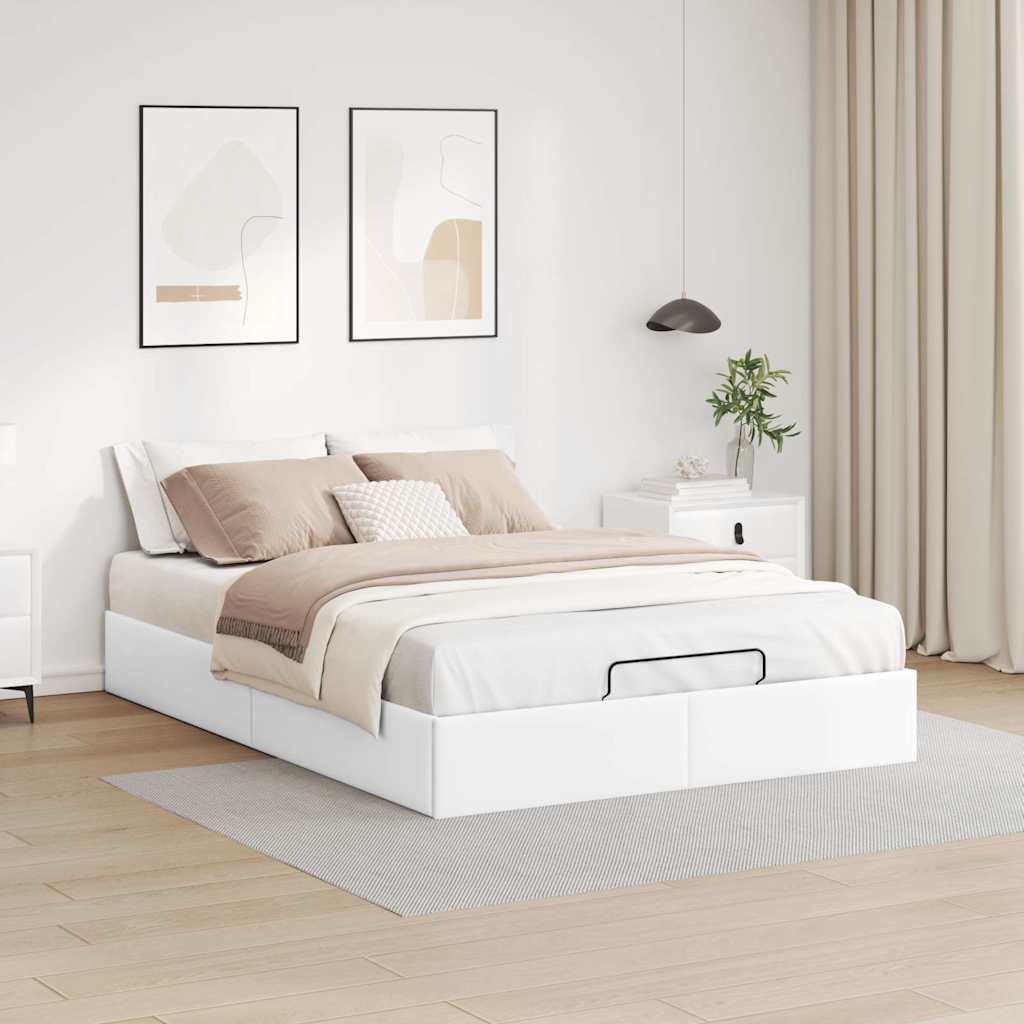 vidaXL Rama łóżka otomana bez materaca, biała, 140x200 cm, ekoskóra