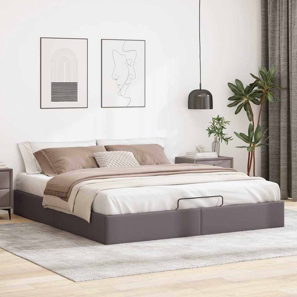 vidaXL Rama łóżka otomana bez materaca, szara, 180x200 cm, ekoskóra