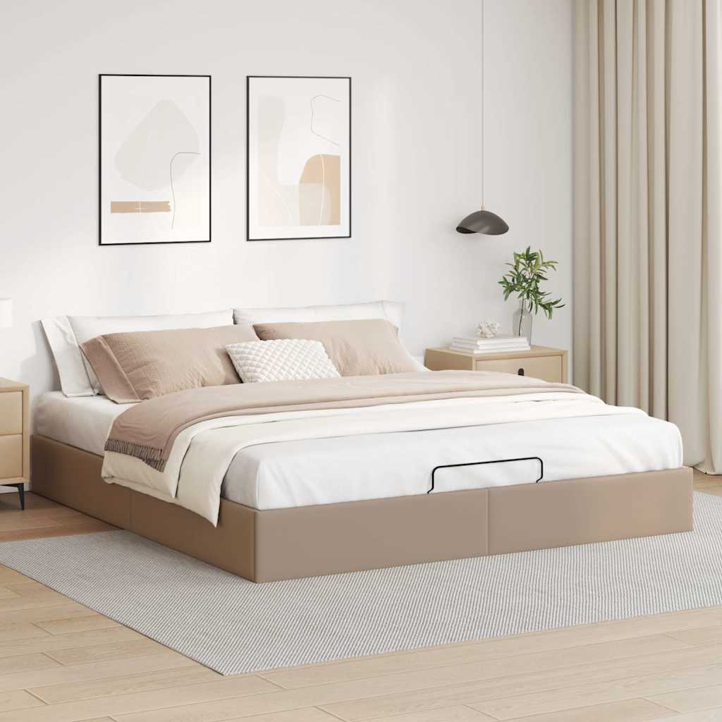 vidaXL Rama łóżka otomana bez materaca, cappucino, 180x200cm, ekoskóra