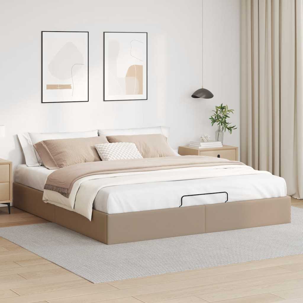 vidaXL Rama łóżka otomana bez materaca, cappucino, 200x200cm, ekoskóra