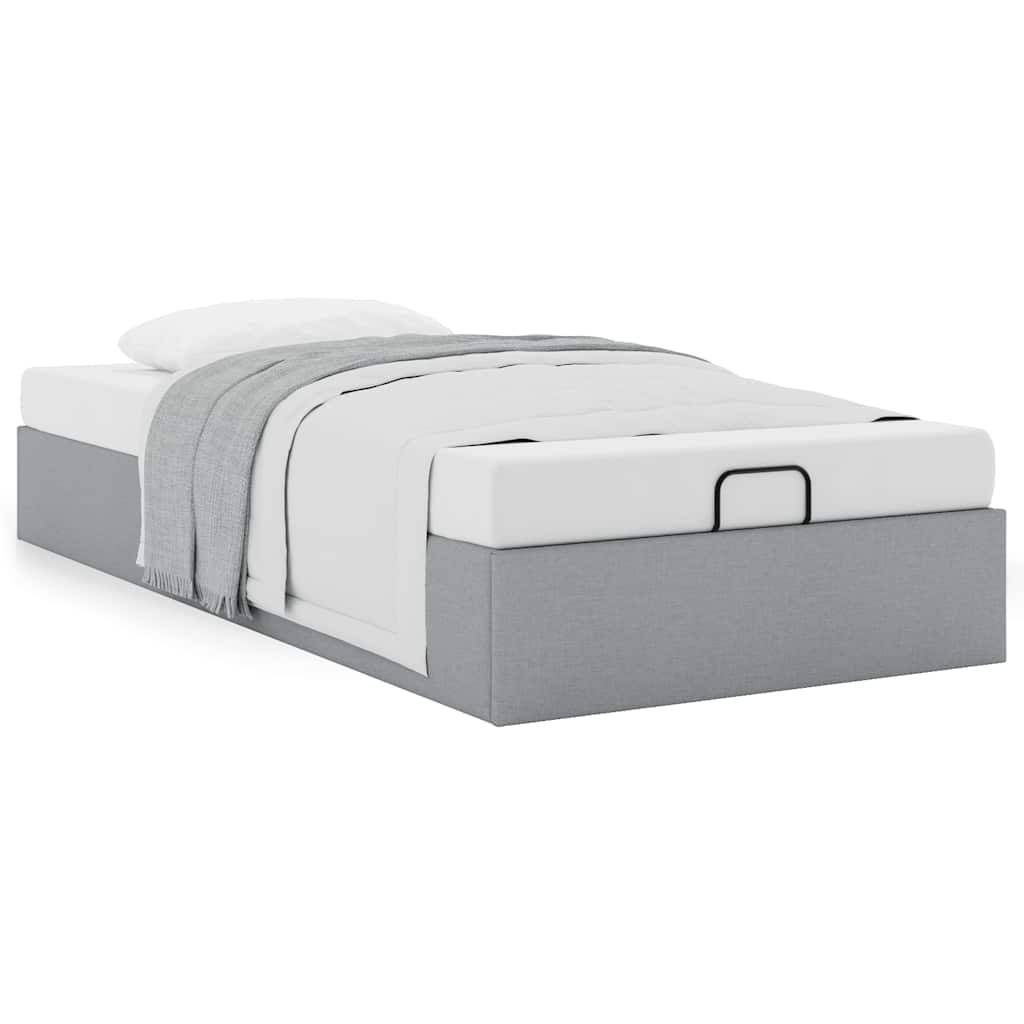 vidaXL Rama łóżka otomana bez materaca, szara, 80x200 cm, tkanina