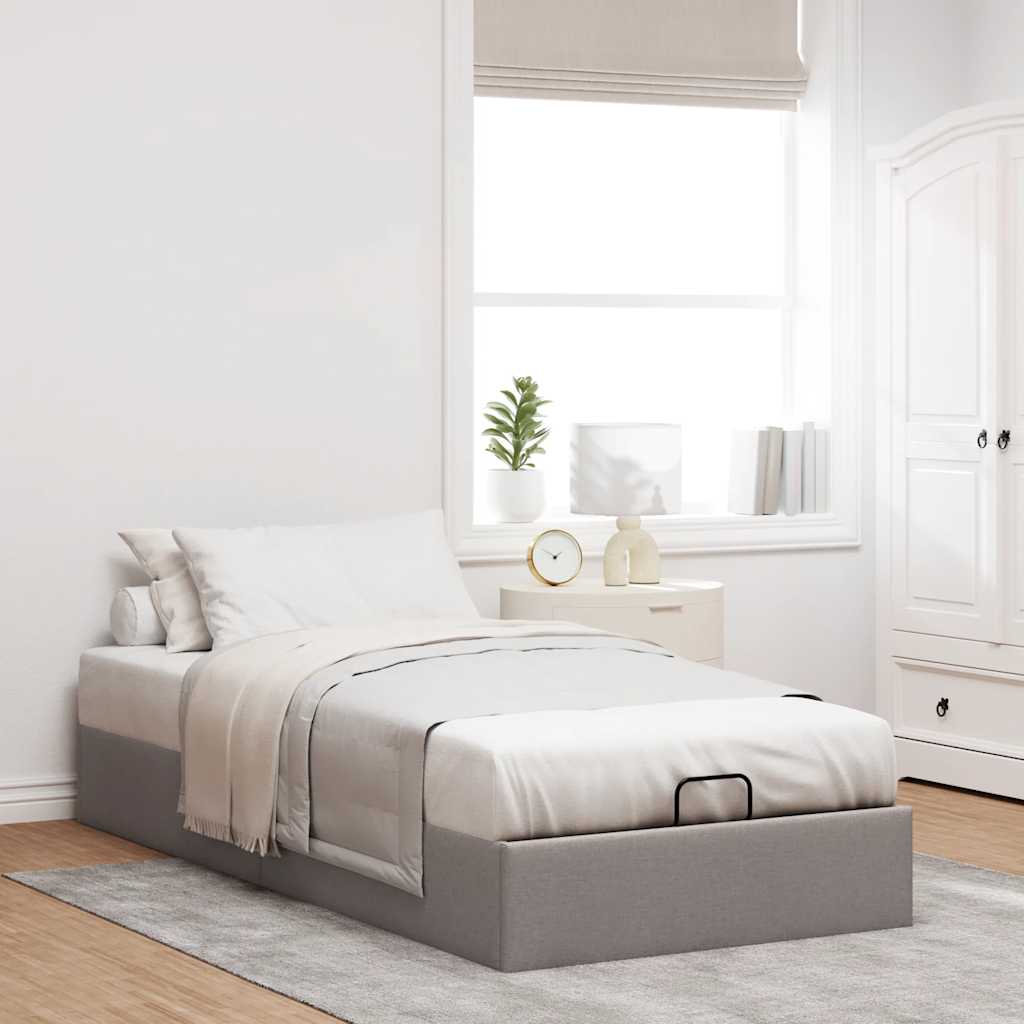 vidaXL Rama łóżka otomana bez materaca, taupe, 90x200 cm, tkanina