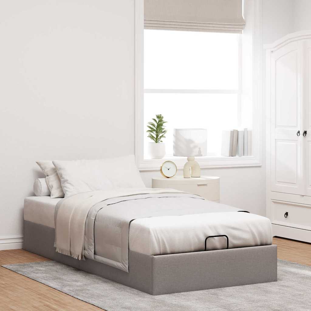 vidaXL Rama łóżka otomana bez materaca, taupe, 100x200 cm, tkanina