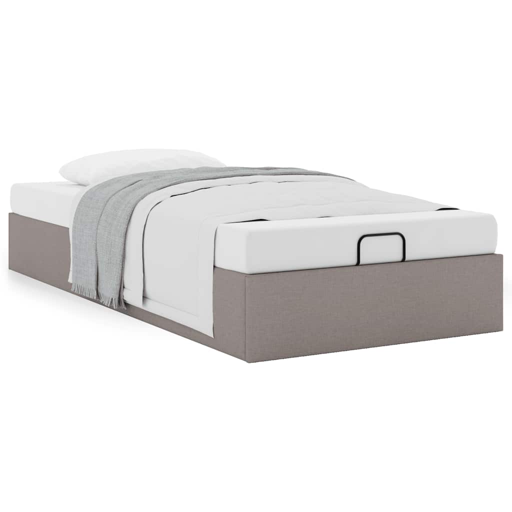 vidaXL Rama łóżka otomana bez materaca, taupe, 100x200 cm, tkanina