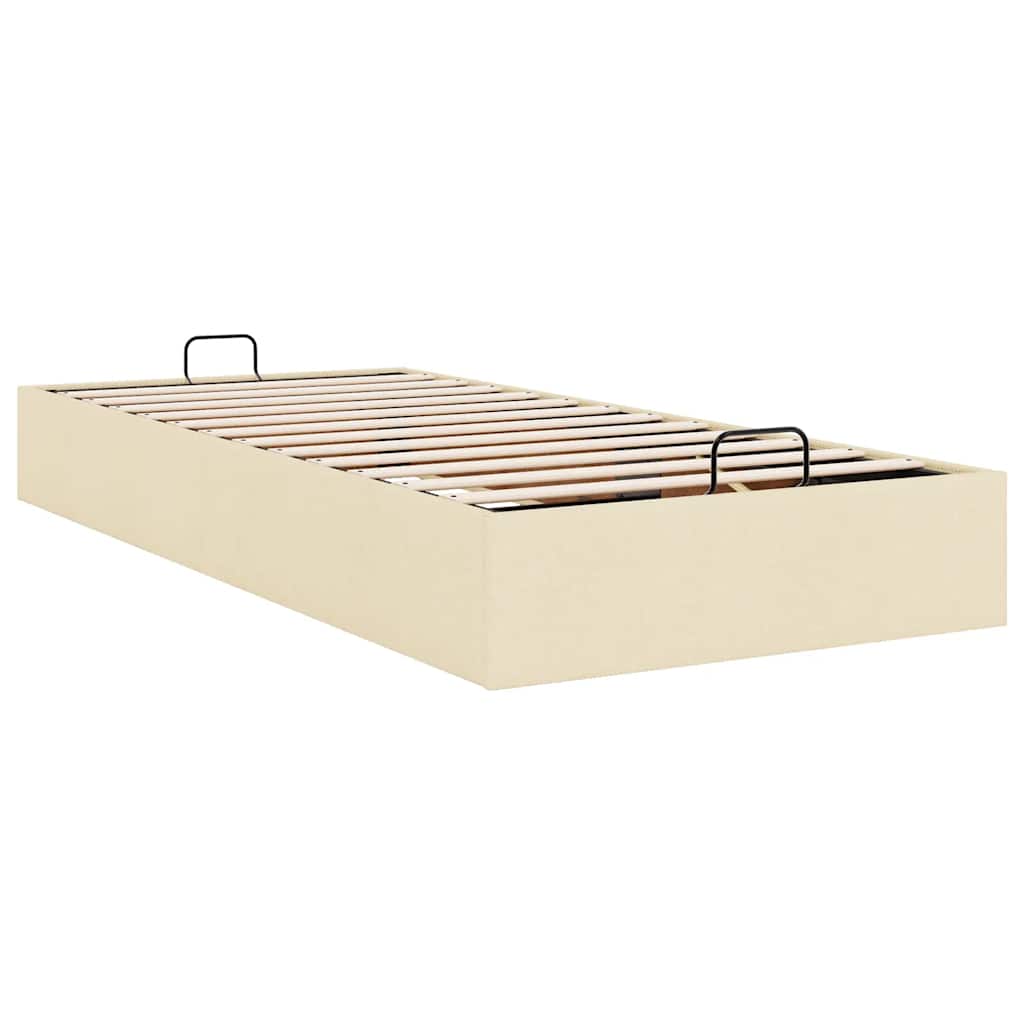 vidaXL Rama łóżka otomana bez materaca, kremowa, 100x200 cm, tkanina