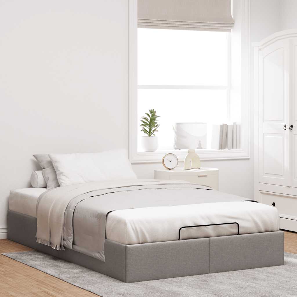 vidaXL Rama łóżka otomana bez materaca, taupe, 120x190 cm, tkanina
