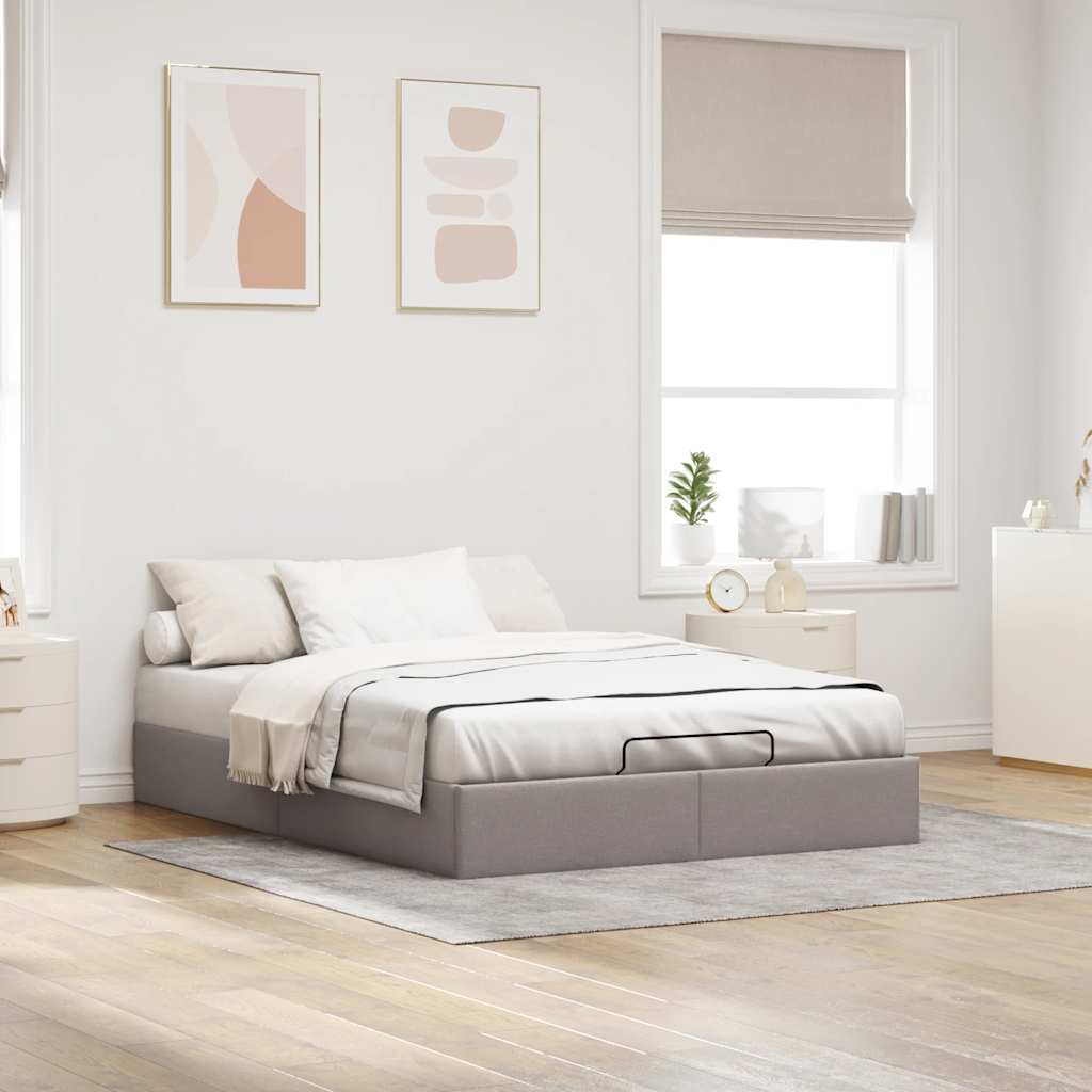 vidaXL Rama łóżka otomana bez materacem, taupe, 140x190 cm, tkanina