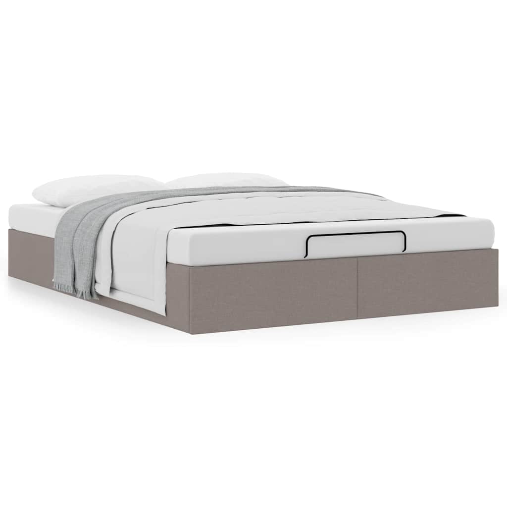 vidaXL Rama łóżka otomana bez materacem, taupe, 140x190 cm, tkanina