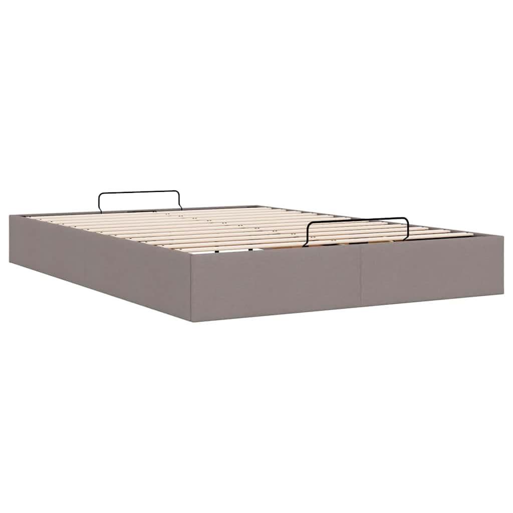 vidaXL Rama łóżka otomana bez materacem, taupe, 140x200 cm, tkanina