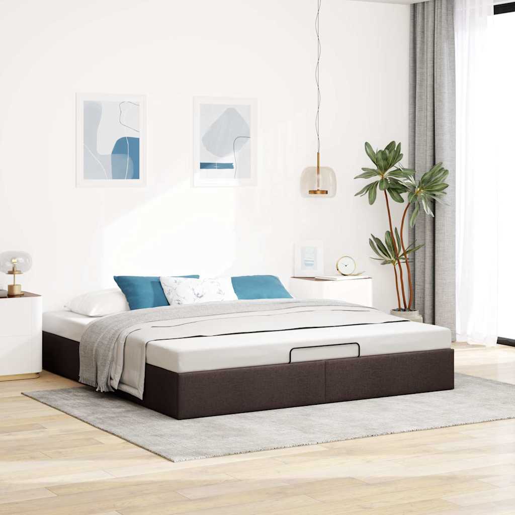 vidaXL Rama łóżka otomana bez materacem, brązowa, 160x200 cm, tkanina
