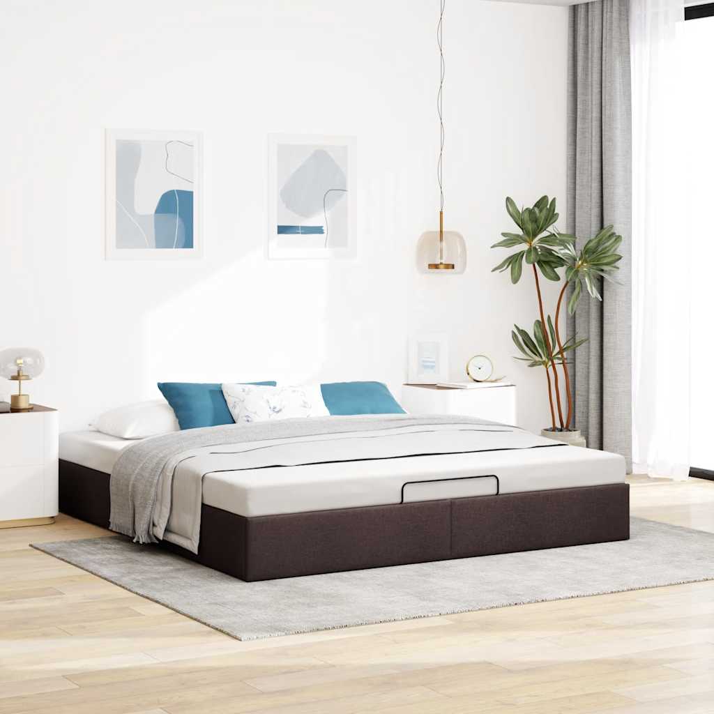 vidaXL Rama łóżka otomana bez materacem, brązowa, 180x200 cm, tkanina