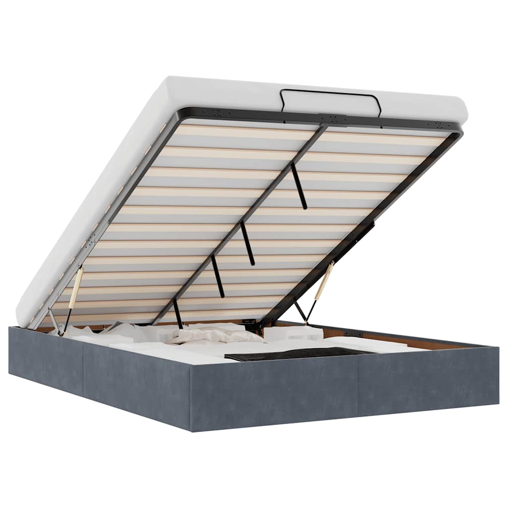 vidaXL Rama łóżka otomana bez materaca, szara, 140x190 cm, aksamit