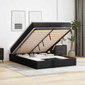 vidaXL Rama łóżka otomana z materacem, czarna, 140x190 cm, ekoskóra