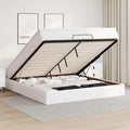 vidaXL Rama łóżka otomana z materacem, biała, 180x200 cm, ekoskóra