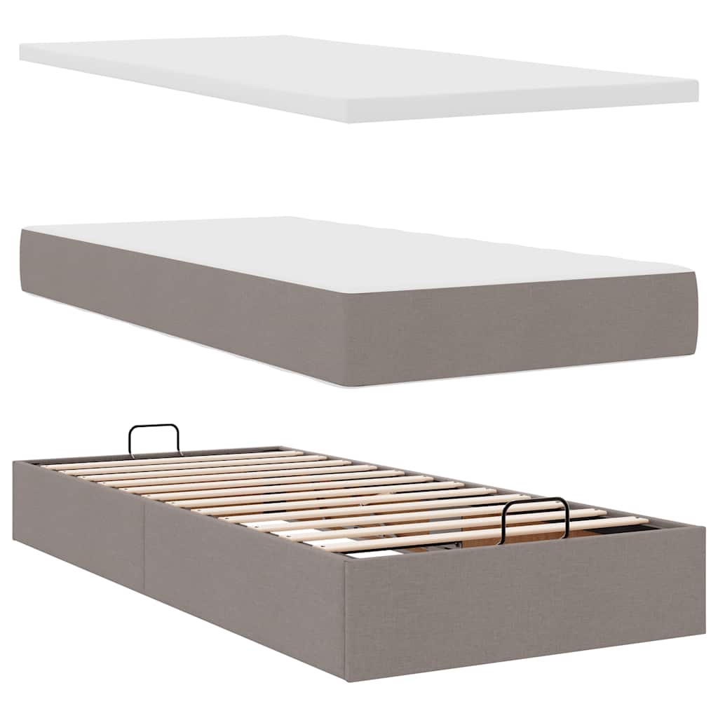 vidaXL Rama łóżka otomana z materacem, taupe, 80x200 cm, tkanina