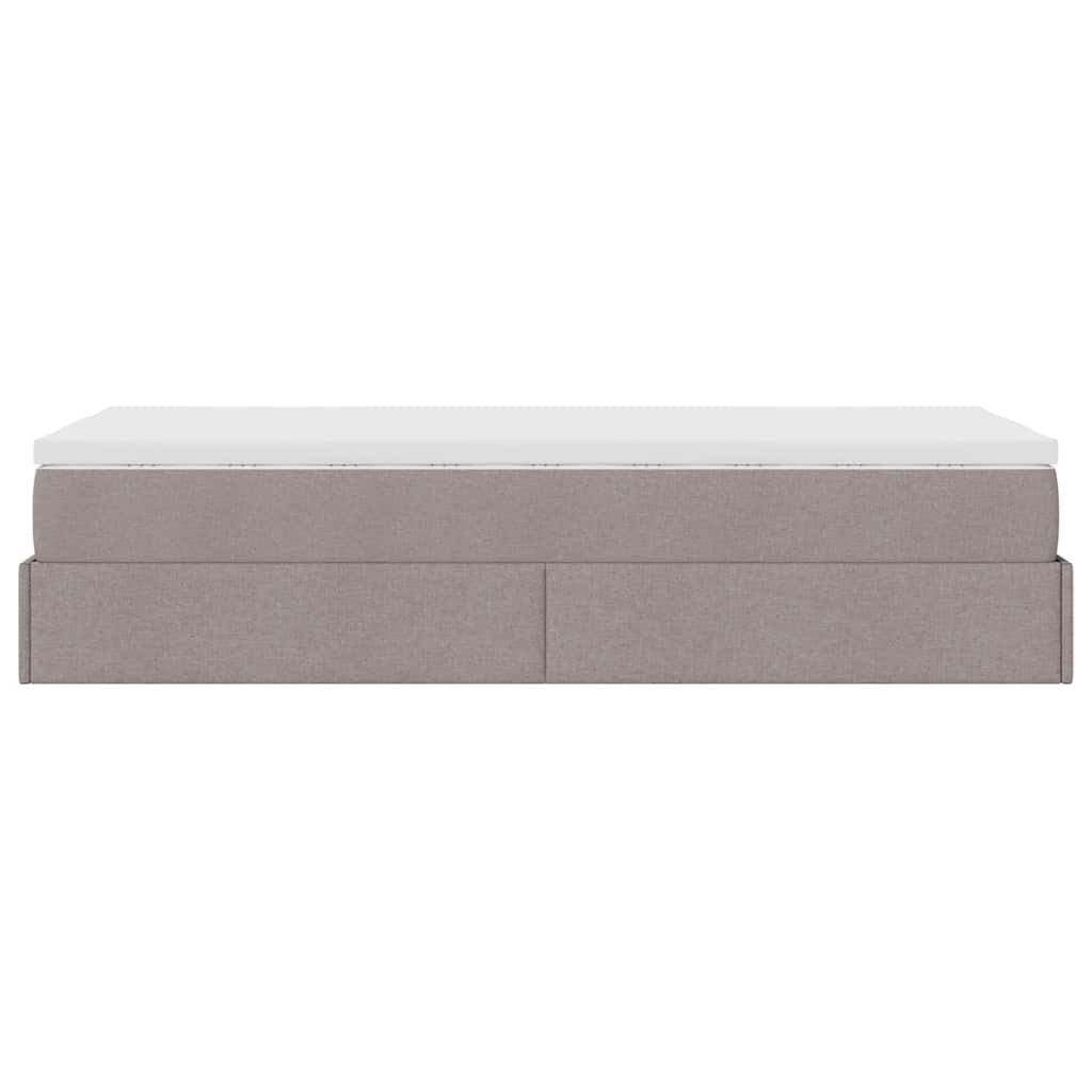 vidaXL Rama łóżka otomana z materacem, taupe, 90x200 cm, tkanina