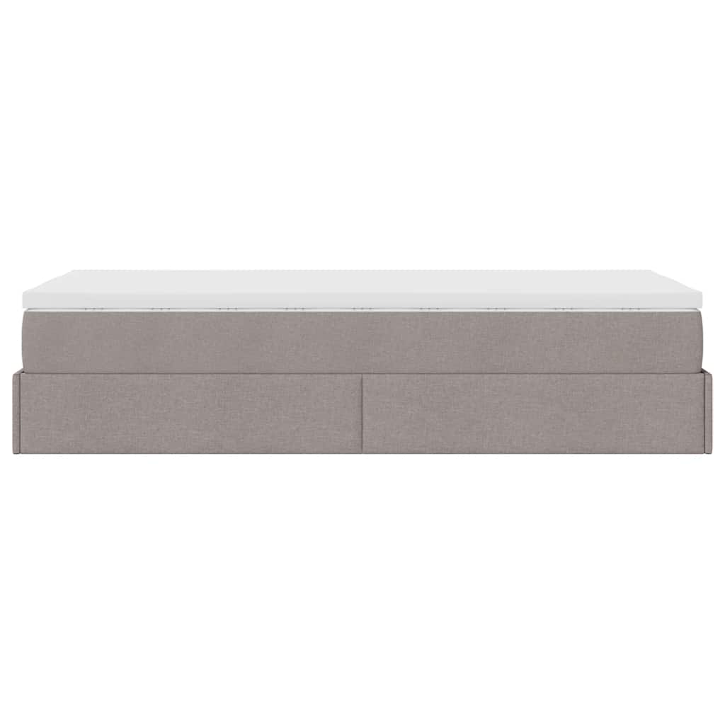 vidaXL Rama łóżka otomana z materacem, taupe, 100x200 cm, tkanina